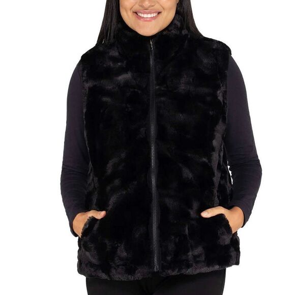 NEW! Nicole Miller Ladies Reversible and Versatile FauxFur or Quilted Vest - Picture 2 of 16